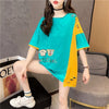 韓国風漫画刺繍ワッペン半袖Tシャツ<F-2991>