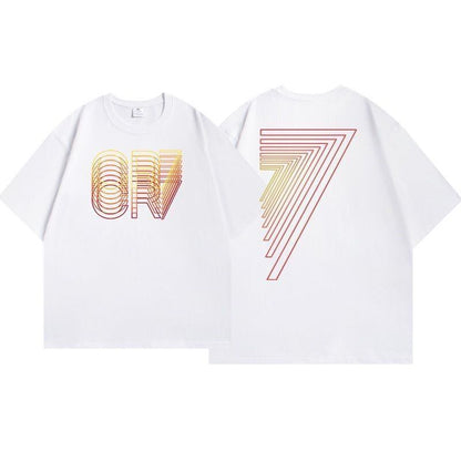 早い者勝ち アバンギャルド 大活躍 プリント 2色 半袖TシャツF-8835