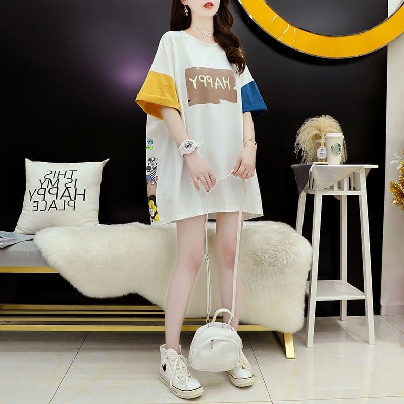 話題沸騰中   オシャレ 体型カバー 着せ 半袖 Tシャツ ＜F-1969＞