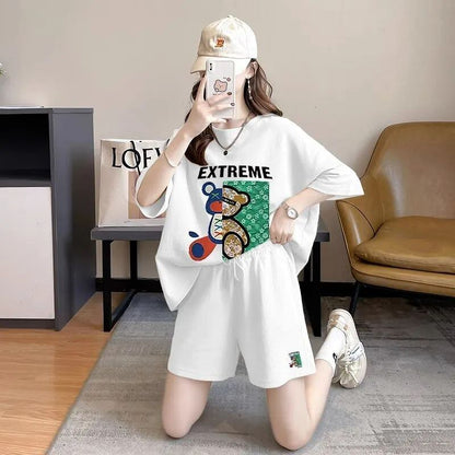 真夏も快適 全4色 軽くて涼しくて可愛い！カジュアル 半袖 Tシャツ ショートパンツ セットアップ ＜F-9204＞