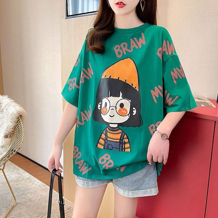 新商品 ラウンドネック 好感度満載 プリント Tシャツ カットソー＜F-8477＞