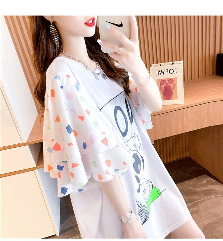 ウエスタンスタイルとデザインのフライングスリーブTシャツ<F-3003>