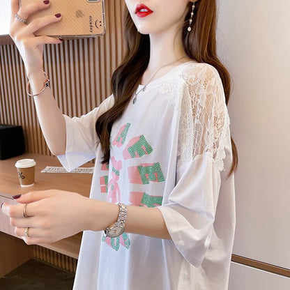 【半額！期間限定！！】美人度アップ スウィート ファッション 半袖シャツ<F-6632>