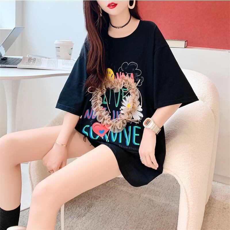 デザイン感   チャーミング Tシャツ カットソー＜F-3529＞