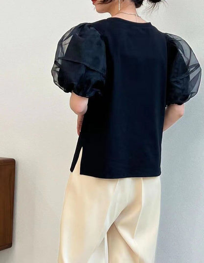 美人度アップ 早い者勝ち 大人可愛い カジュアル 共2色 Tシャツ<F-12140>