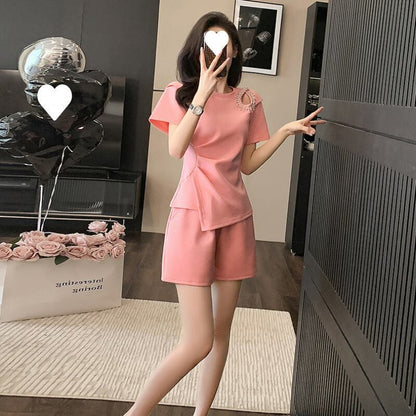 今季マストバイ 個性派 ファッション 半袖Ｔシャツⅹパンツセット<F-11568>