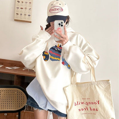 大人可愛い ゆったり 刺?ロゴ パーカ 全4色トップス＜F-4811＞