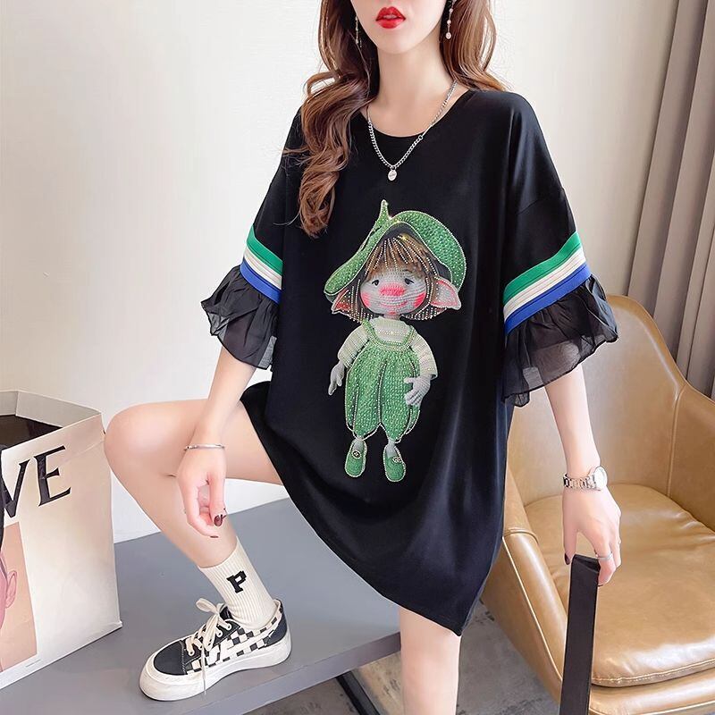新商品 切り替え キュート ゆったり 全2色 半袖Tシャツ＜F-8349＞
