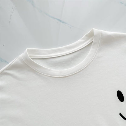 好感度満載 レース切り替え 笑顔 ゆったり ホワイト 着?せ 七分袖 Tシャツ　＜isf-1938＞