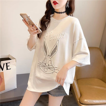 オシャレ度満点 切り替え 着心地抜群 プリント Tシャツ カットソー＜F-3549＞