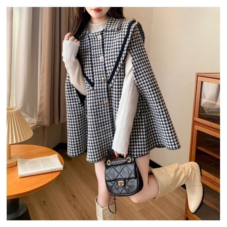 質感のいい 主役級 3色展開 ニットケープコートF-12552