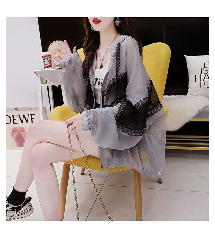 美人度アップ   カジュアル 切り替え パーカー コート＜F-8065＞