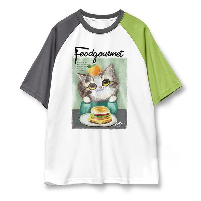 話題沸騰中 プリント切り替え 新作 全2色 半袖Tシャツ カットソー ＜F-8682＞