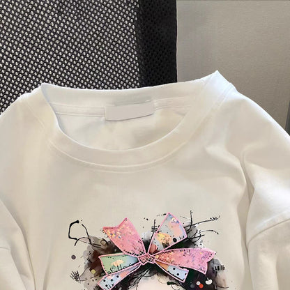 超人気 キュート カジュアル 全3色 半袖 Tシャツ <F-8670>