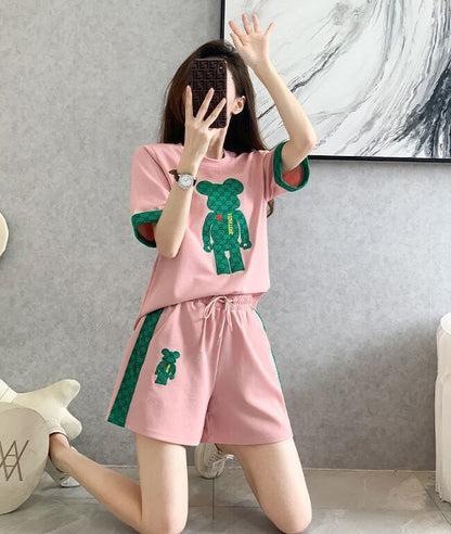 大好評 カジュアル 話題沸騰中 切り替え 全3色 半袖 Tシャツ ショートパンツ セットアップ ＜F-9007＞