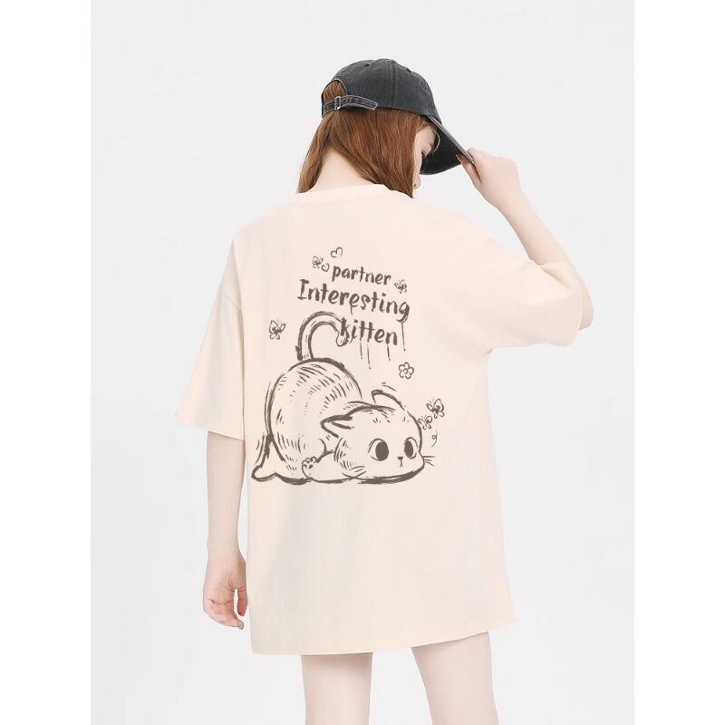 おすすめ 感満々 柔らかくて優しい印象 タイルアップ プリント 4色選択 半袖Tシャツ＜F-9317＞