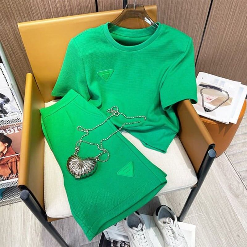 スタイリッシュ 切り替え 一目惚れ Tシャツ＋ショートパンツ セットアップ＜F-3488＞