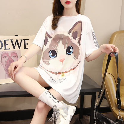 新商品 カジュアル 売り切れ必至 ルーズ プリント 全2色 半袖TシャツF-8777