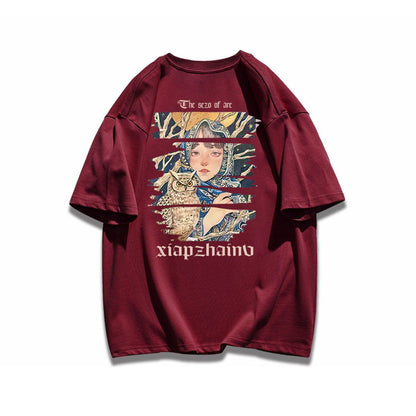 ポップなプリントが夏に映えるプリントTシャツ 半袖 全8色 Tシャツ F-9252