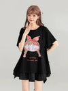 着回し力抜群 ゆったり ファッション感満々 ロング丈 2色半袖Tシャツ＜F-11068＞