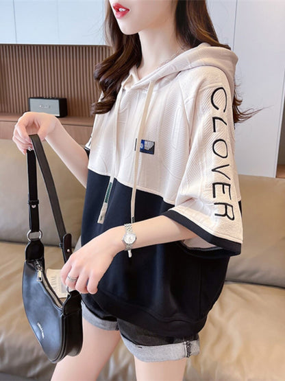 高級感 帽子付き 半袖 Tシャツ スウェット ＜F-8640＞