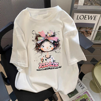 超人気 キュート カジュアル 全3色 半袖 Tシャツ <F-8670>