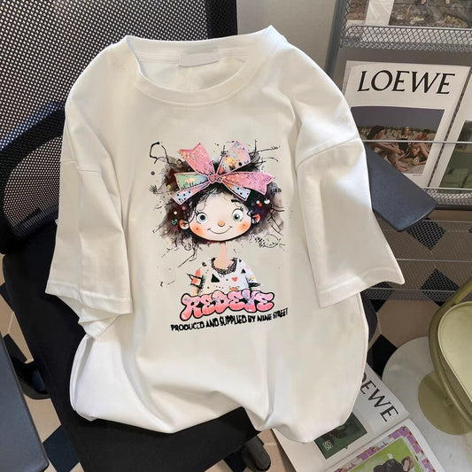 超人気 キュート カジュアル 全3色 半袖 Tシャツ <F-8670>