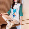 夏新作   ベアー ロングTシャツ ゆったり5分袖 ＜F-2942＞