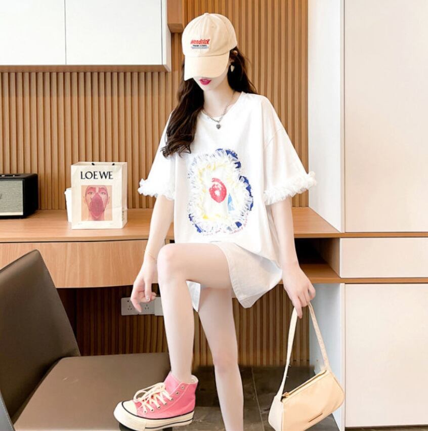 新作 好感度満載 個性的なデザイン ラウンドネック Tシャツ カットソー＜F-8405＞