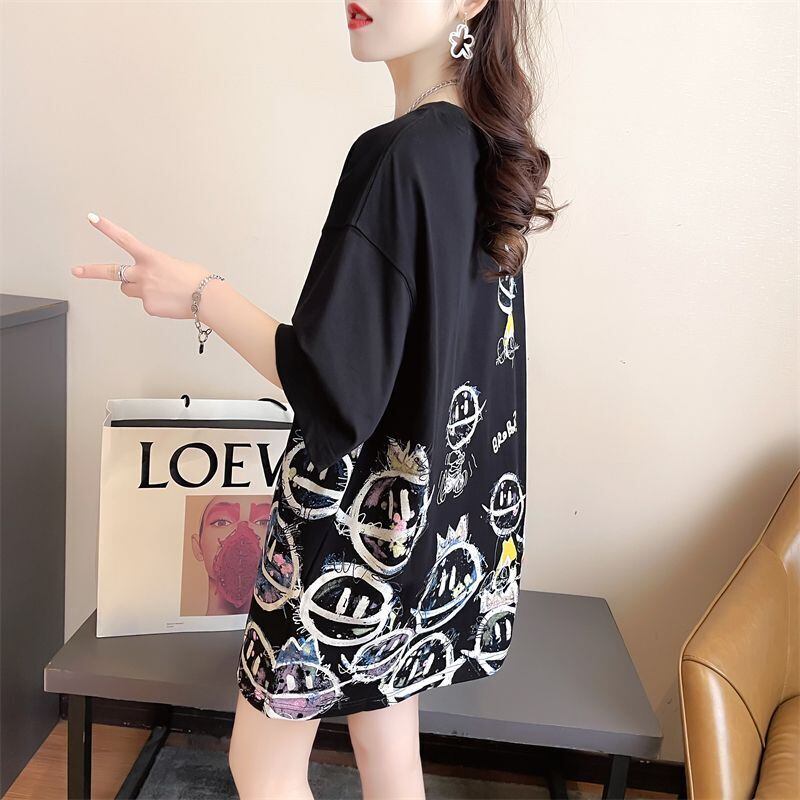新商品 大人可愛い 大活躍 カジュアル キュートプリント 全2色 半袖Tシャツ＜F-8595＞