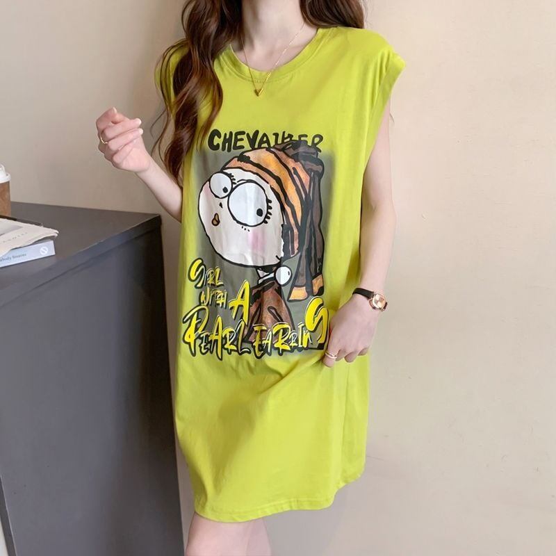 真夏も快適 着心地良い ファッション感満々 プリント全4色 ノースリーブ Tシャツ カットソー＜F-9161＞