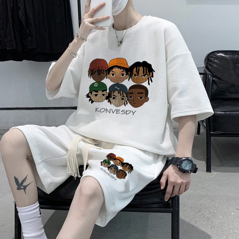 大注目 組み合わせやすい　半袖 Tシャツ＋パンツ 4色　セットアップ F-13149