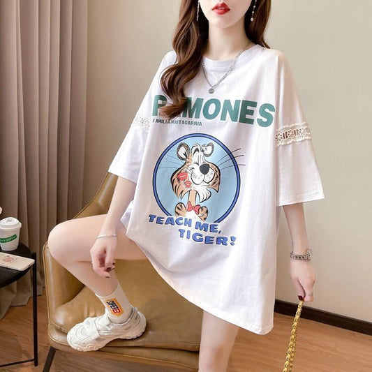 新商品 プリント ファッション ゆったり 全4色 半袖 Tシャツ＜F-11493＞