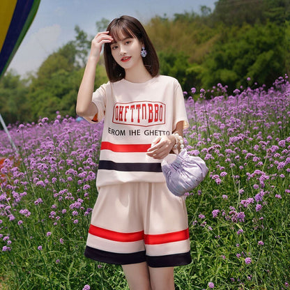 美人度アップ カジュアル 真夏も快適 半袖 Tシャツ ショートパンツ セットアップ ＜F-11190＞
