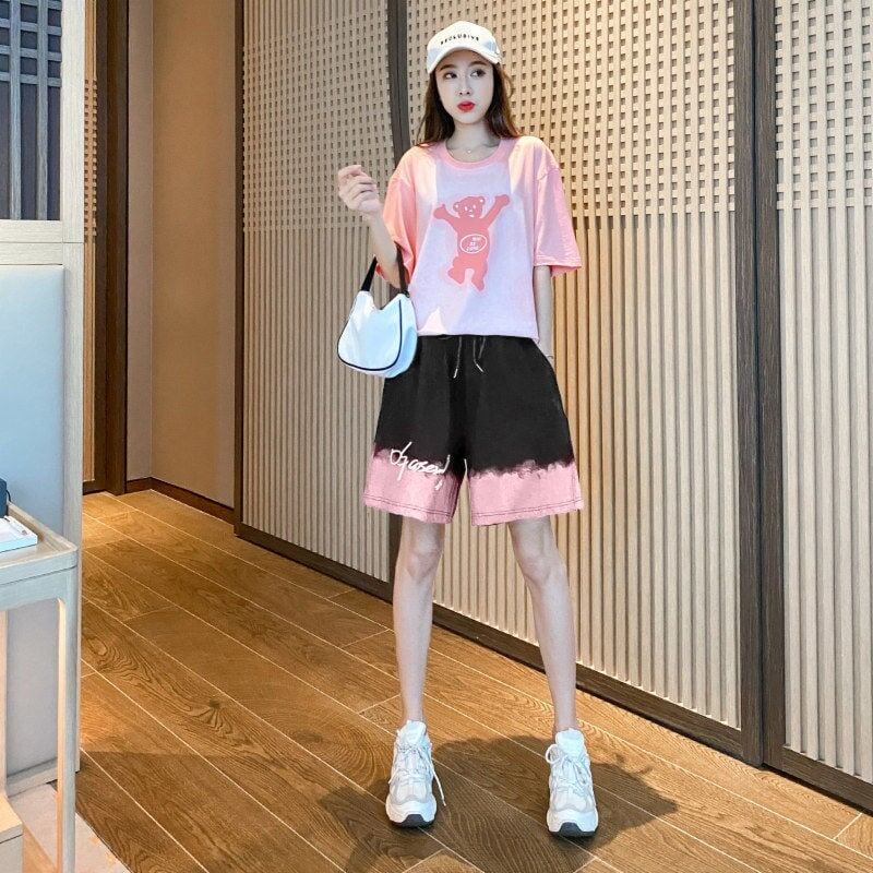 数量限定 ファッション 個性派 半袖Ｔシャツⅹパンツセット全4色F-8783