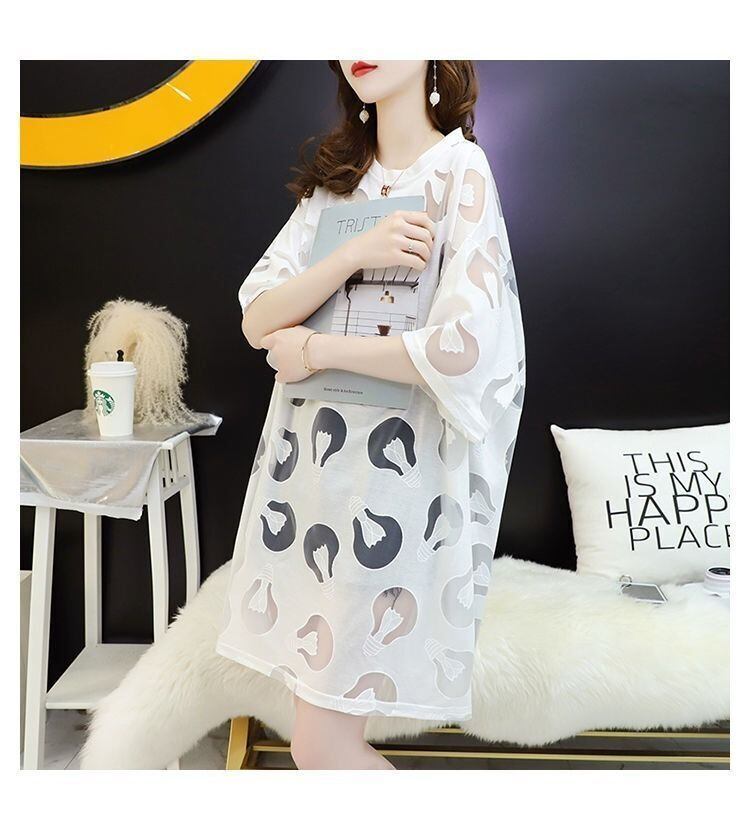大活躍 透かし彫り カジュアル Tシャツ カットソー＜F-8532＞