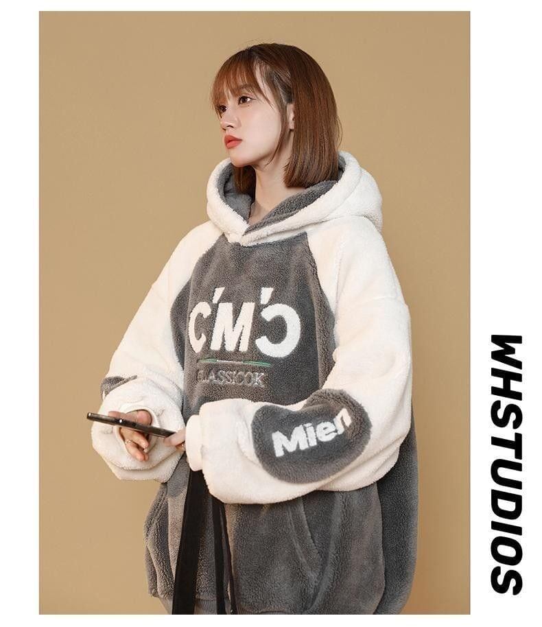 女子マストもこもこ配色厚手ボアパーカー全2色<F-4393>