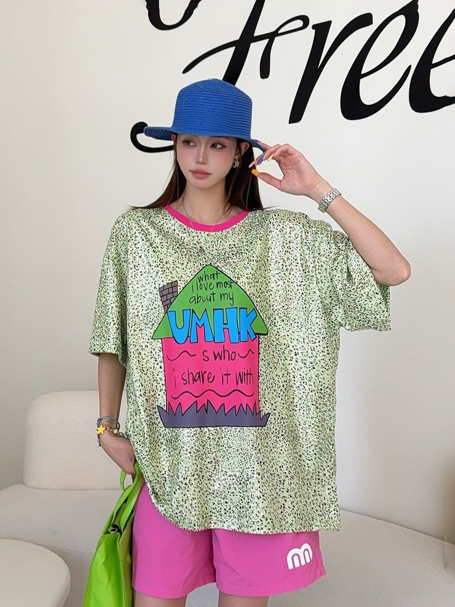 個性派 売れ筋 おすすめ 絶対流行 早い者勝ち カジュアル 2色選択 Tシャツ<F-11373>