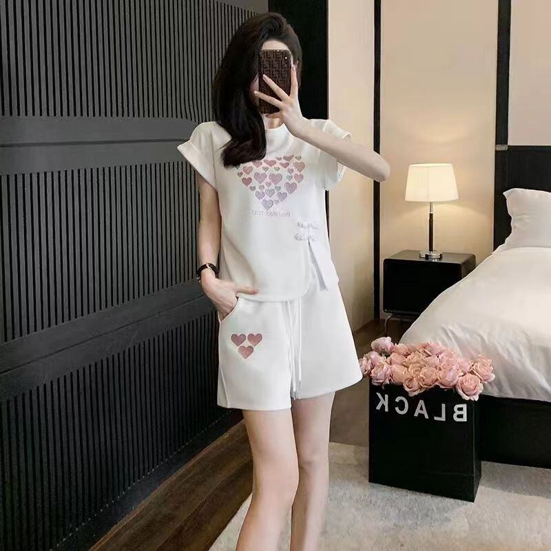 美人度アップ 特別デザイン 上品 半袖 Tシャツ ショートパンツ セットアップ ＜F-8874＞