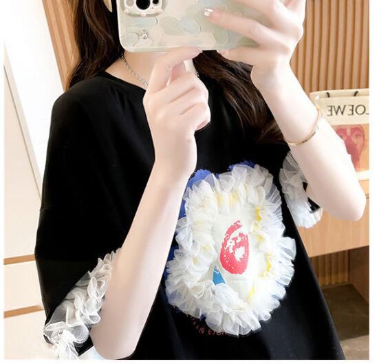 新作 好感度満載 個性的なデザイン ラウンドネック Tシャツ カットソー＜F-8405＞