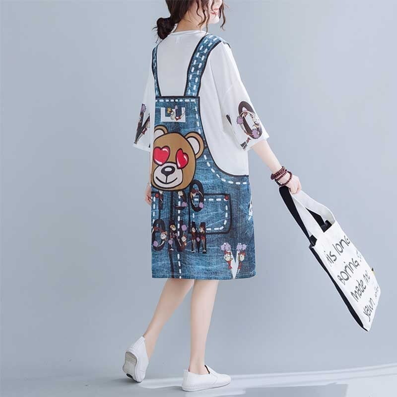 旅行Ｔシャツ 夏 レディース 膝丈 プリント 大きいサイズ ゆったりさらっと涼しい <F-656>