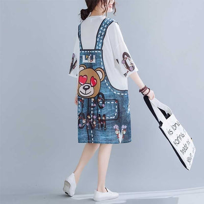 旅行Ｔシャツ 夏 レディース 膝丈 プリント 大きいサイズ ゆったりさらっと涼しい <F-656>