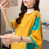 韓国風漫画刺繍ワッペン半袖Tシャツ<F-2991>