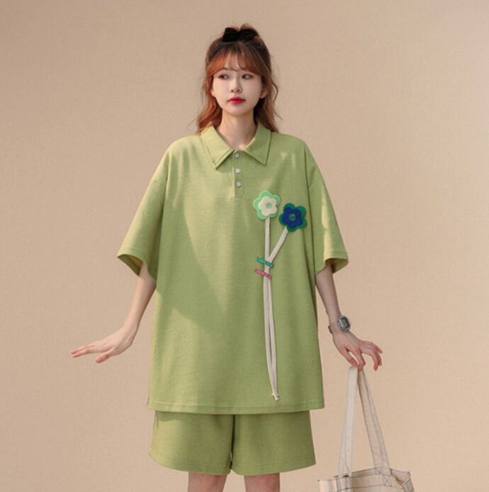 期間限定 ゆったり感アップ ファッション Tシャツ＋ショートパンツ セットアップ＜F-8679＞