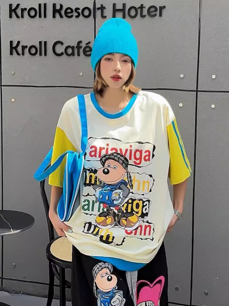 話題沸騰中   カジュアル カラーマッチング 半袖Tシャツ＜F-8067＞