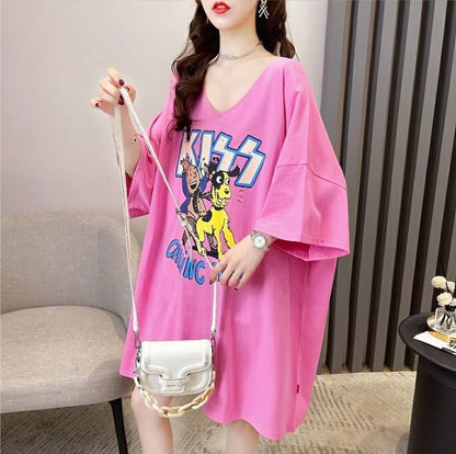 ファッション ゆったり プリント 全4色 半袖 Tシャツ＜F-11518＞