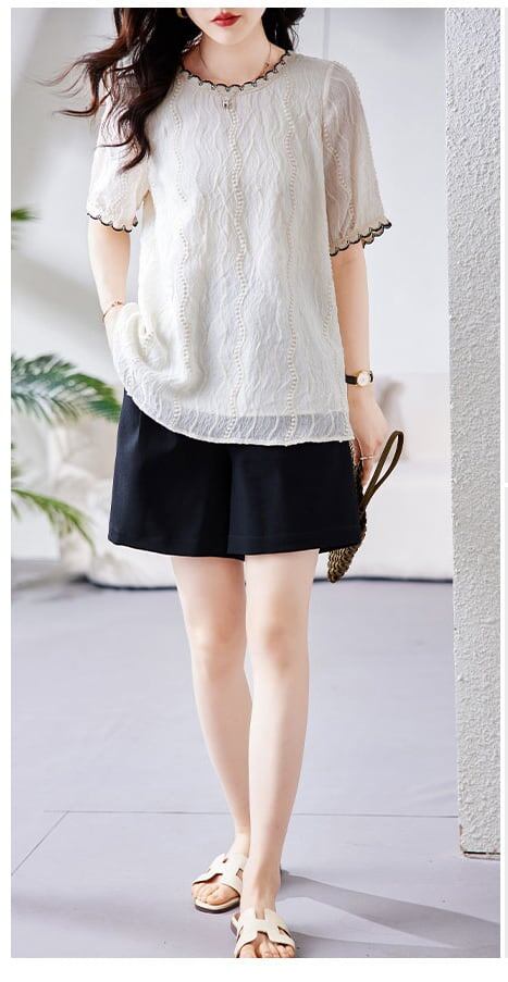 話題沸騰中 美人度アップ 上質 半袖Ｔシャツ<F-8367>