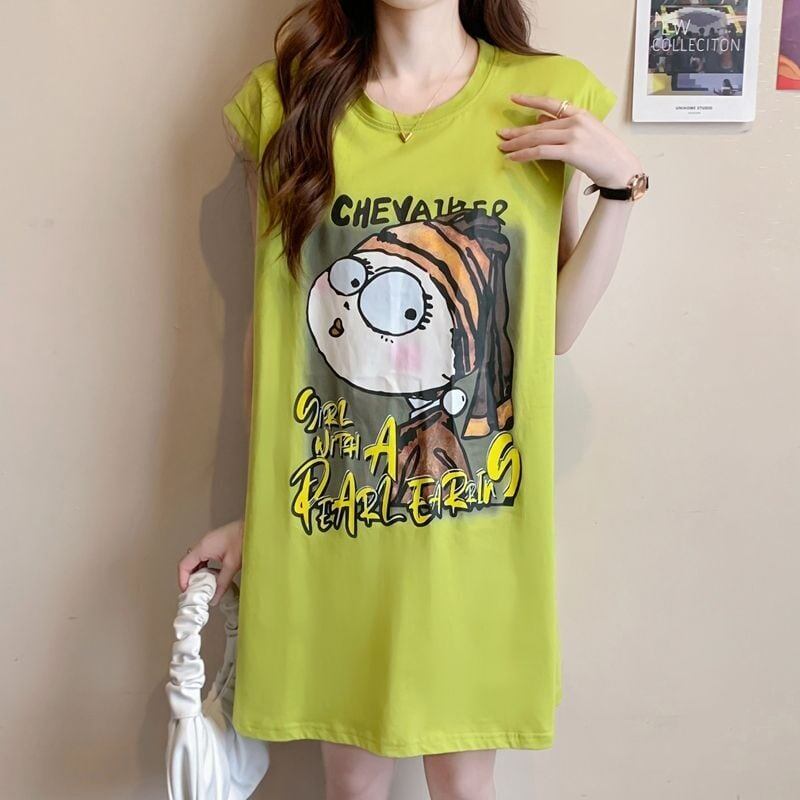 真夏も快適 着心地良い ファッション感満々 プリント全4色 ノースリーブ Tシャツ カットソー＜F-9161＞