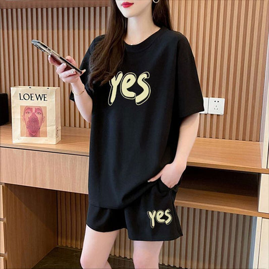 主役級 カジュアル シンプル 半袖Ｔシャツⅹパンツセット全2色<F-11662>