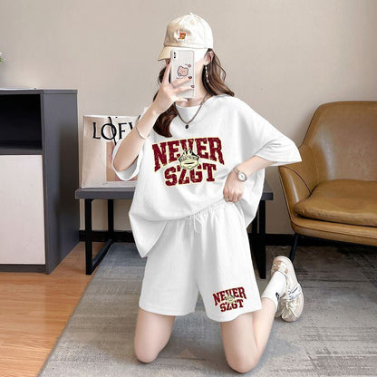 売り切れ必至 プリント カジュアル 半袖Ｔシャツⅹパンツセット全2色 <F-8549>
